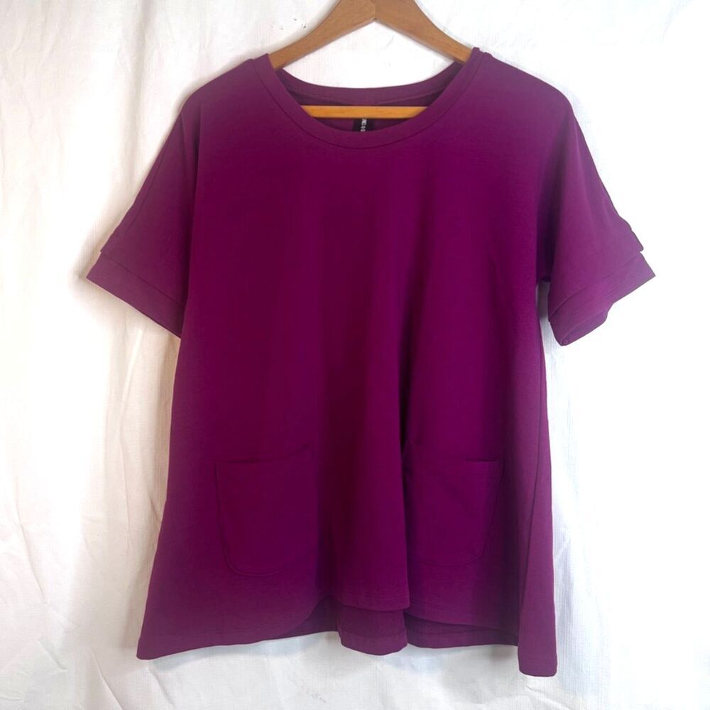 Agnes & Dora Aline Cotton Top Short Sleeve‎ Comfy Pink Front Pockets Size Small